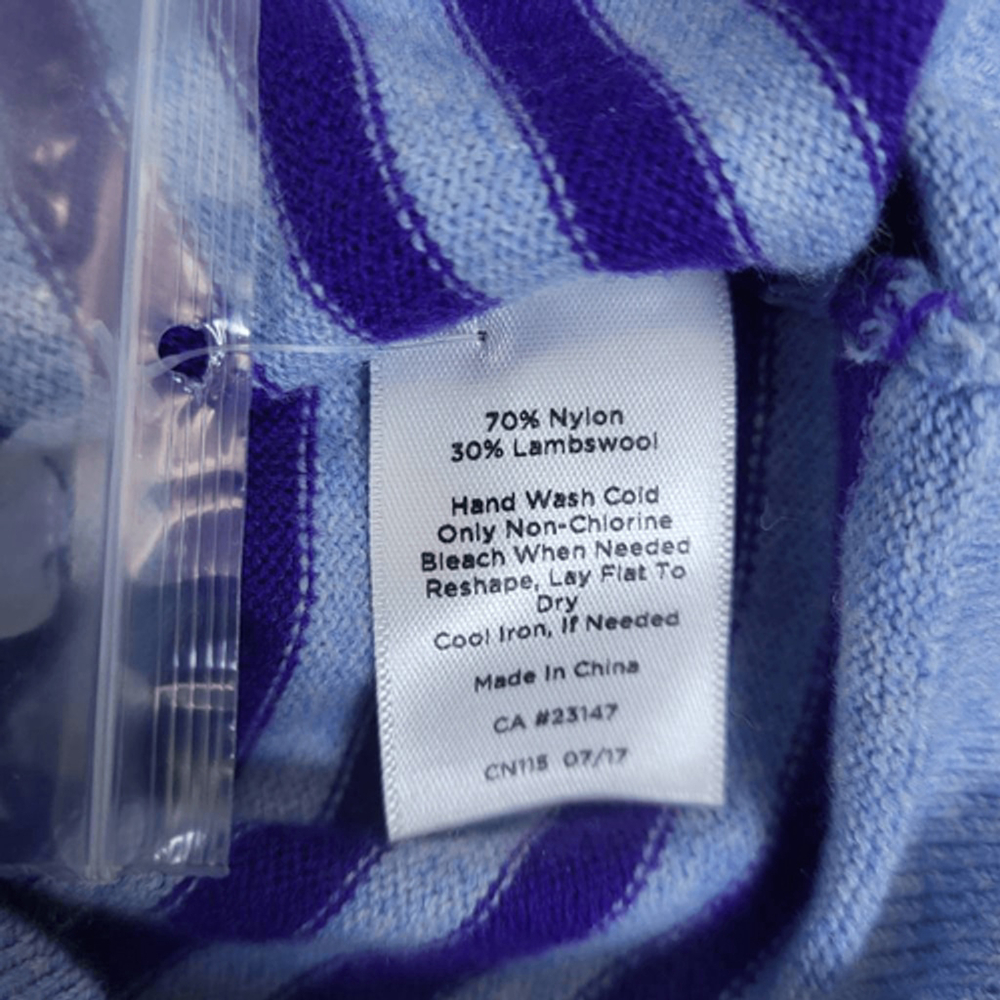 Talbots Womens Lambswool Striped Sweater Small Purple Lightweight Luxe Cozy NWT - Picture 4 of 6